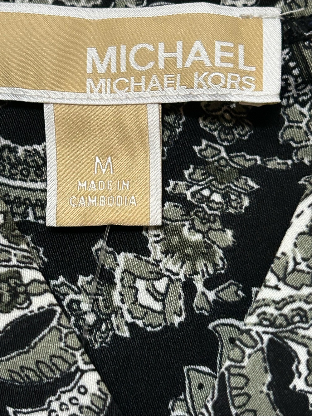 Michael Kors Black Paisley Tie-Sleeve Women's Top NWT Size M. - Picture 5 of 8